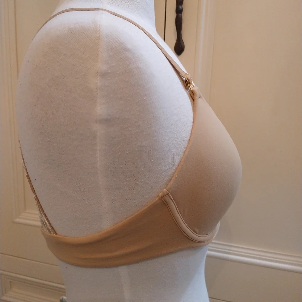 Soma Nude White Lace Embraceable Racerback 36C Bra 91% Nylon 19% Elastine - Picture 3 of 5